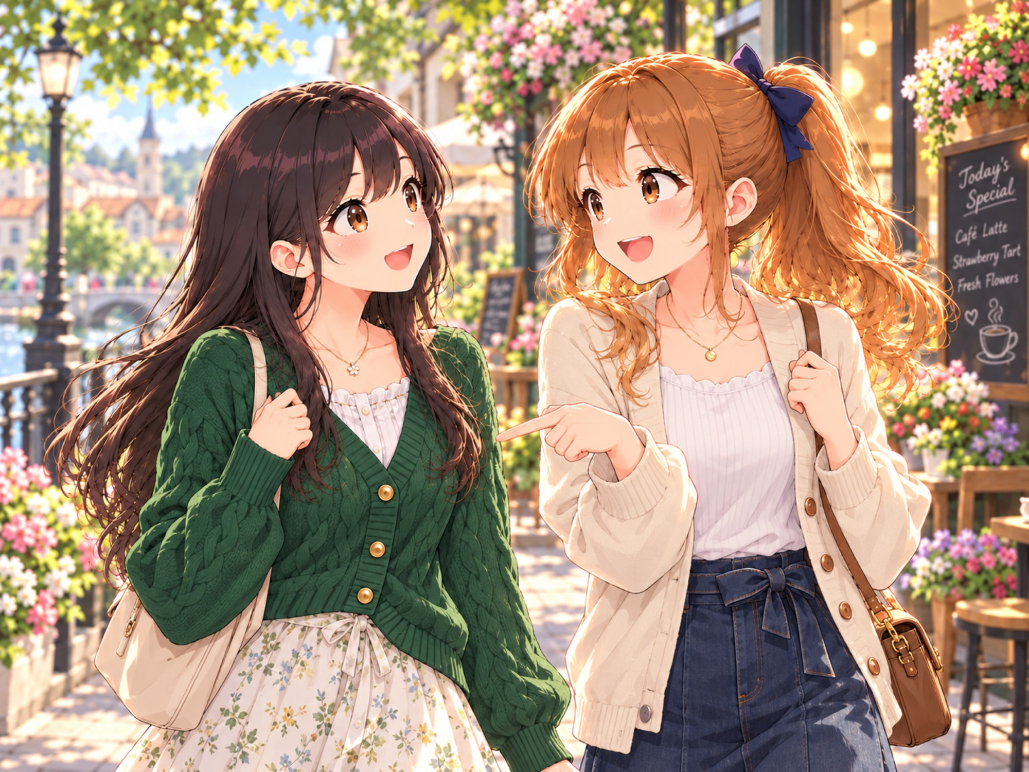 Sunny Café Stroll with Friends